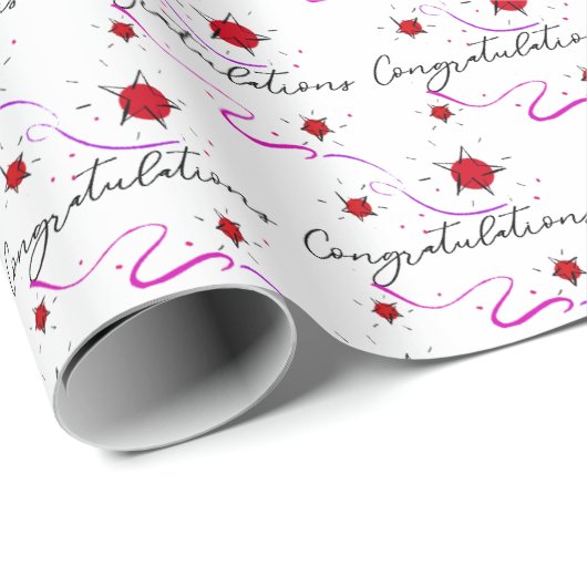 Gefeliciteerd Stars en Ribbons Cadeaupapier (Rol Hoek)