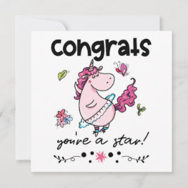 Gefeliciteerd Ster Cartoon Dansende Eenhoorn Humor Kaart