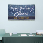 Gefeliciteerd Sterren | Sky Blue Galaxy Spandoek (Beurs)