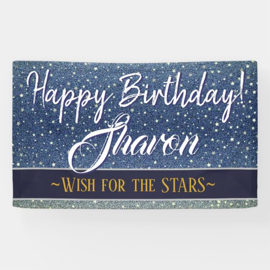 Gefeliciteerd Sterren | Sky Blue Galaxy Spandoek (Horizontaal)