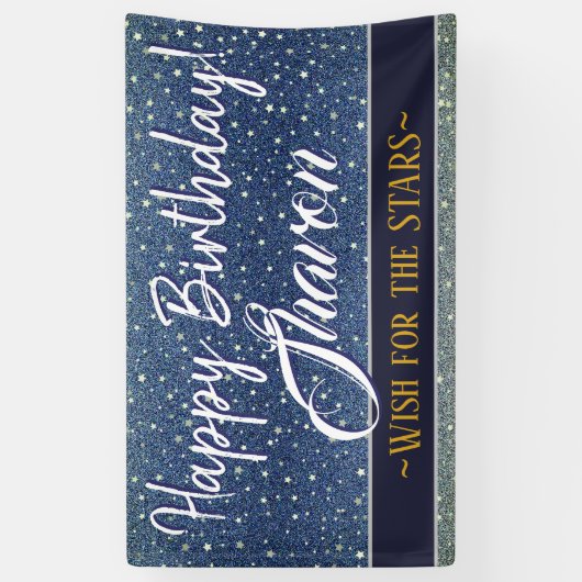 Gefeliciteerd Sterren | Sky Blue Galaxy Spandoek (Verticaal)