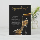 Gefeliciteerd, Stiletto en Bubbly Kaart (Staand voorkant)