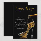 Gefeliciteerd, Stiletto en Bubbly Kaart (Voorkant / Achterkant)