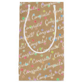 Gefeliciteerd Stippen Pattern Faux Rustic Brown Kr Klein Cadeauzakje (Voorkant)