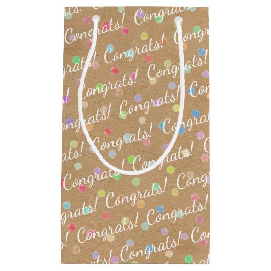 Gefeliciteerd Stippen Pattern Faux Rustic Brown Kr Klein Cadeauzakje (Voorkant)