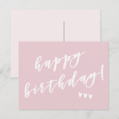 Gefeliciteerd! Stof Roze Borstel Script Briefkaart (Voorkant / Achterkant)