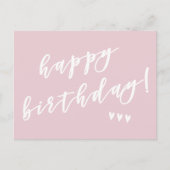 Gefeliciteerd! Stof Roze Borstel Script Briefkaart (Voorkant)