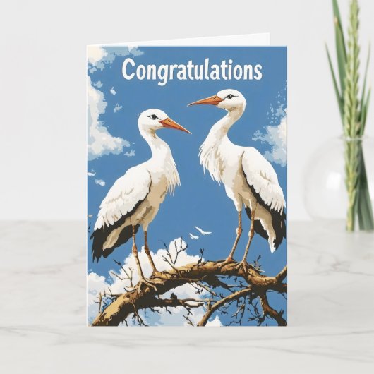 Gefeliciteerd Storks Natuur Feestdagen Kaart (Voorkant)