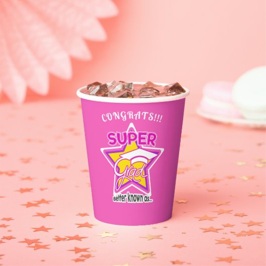 Gefeliciteerd Super Afstudeerder Roze bewerkbare f Papieren Bekers (Insitu)