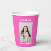 Gefeliciteerd Super Afstudeerder Roze bewerkbare f Papieren Bekers (Achterkant)