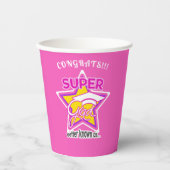 Gefeliciteerd Super Afstudeerder Roze bewerkbare f Papieren Bekers (Voorkant)