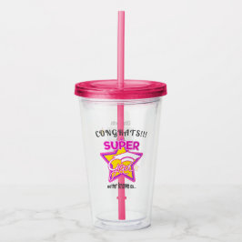 Gefeliciteerd Super Afstudeerder Roze met sterren  Acryl Drinkbeker