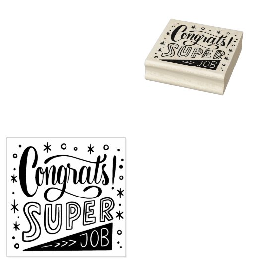Gefeliciteerd Super Werk  Rubberstempel (Gestempeld)