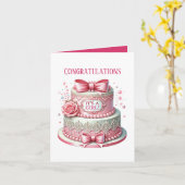 Gefeliciteerd taart het is meisje voeg bericht toe kaart (Gele Bloem)