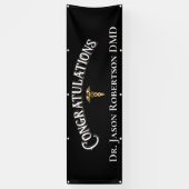 Gefeliciteerd Tandarts Elegant Zwart Goud Spandoek (Verticaal)