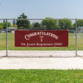 Gefeliciteerd Tandarts Modern Rood Afstudeerder Spandoek (Insitu)