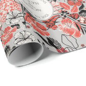 Gefeliciteerd Taupe Floral Pattern Cadeaupapier (Rol Hoek)