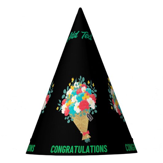 Gefeliciteerd Tekst Bloem Afbeelding Ambachten Ben Feesthoedjes (Voorkant)