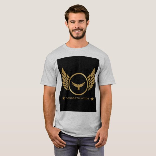 Gefeliciteerd tekst Gold Eagle Wings afbeelding Gr T-shirt (Voorkant volledig)