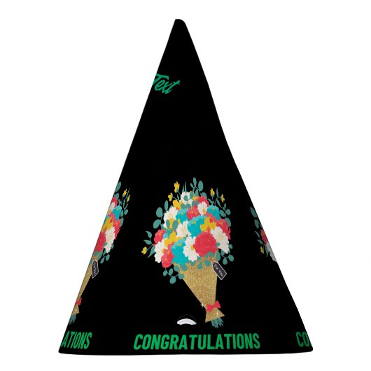 Gefeliciteerd Text Flower Afbeelding Crafts Suppli Feesthoedjes (Rechts)