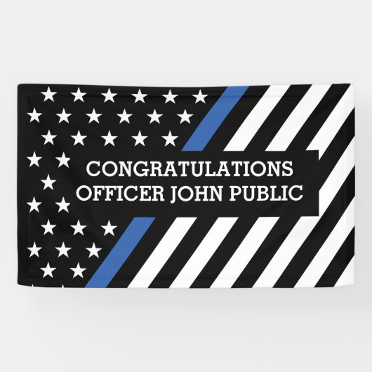 Gefeliciteerd Thin Blue Line Flag Banner (Horizontaal)