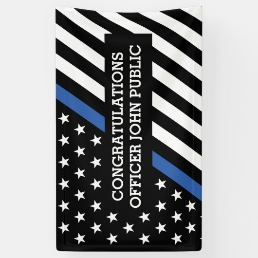 Gefeliciteerd Thin Blue Line Flag Banner (Verticaal)
