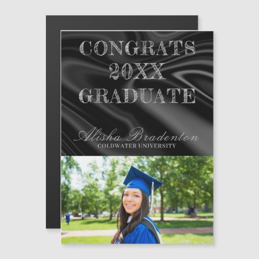 Gefeliciteerd Thin Magnetic Afstuderen Kaart Magnetische Uitnodiging (Voorkant / Achterkant)