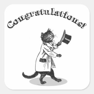 Gefeliciteerd Top Hat Cat Sticker