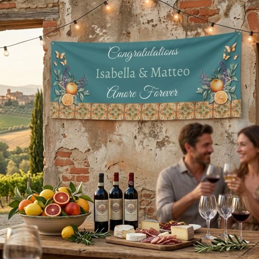 Gefeliciteerd Toscaanse Trouw Verlovingsfeest Spandoek
