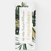 Gefeliciteerd Tropical Floral Wedding Spandoek (Verticaal)