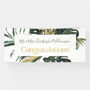 Gefeliciteerd Tropische Floral Wedding Spandoek