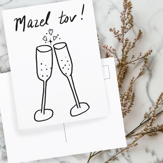 Gefeliciteerd Trouw Champagne Proost Schets Krabbe Briefkaart