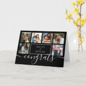 Gefeliciteerd Trouwfoto Collage Zwart en Wit Kaart (Gele Bloem)