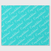 Gefeliciteerd Turquoise Script Afstuderen Cadeaupapier (Vlak)