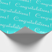 Gefeliciteerd Turquoise Script Afstuderen Cadeaupapier (Hoek)