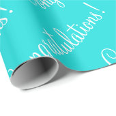 Gefeliciteerd Turquoise Script Afstuderen Cadeaupapier (Rol Hoek)