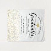 Gefeliciteerd Twee Afgestudeerden Gouden Confetti Wandkleed (Voorkant (horizontaal))