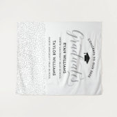 Gefeliciteerd Twee Graduates Silver Confetti Party Wandkleed (Voorkant (horizontaal))