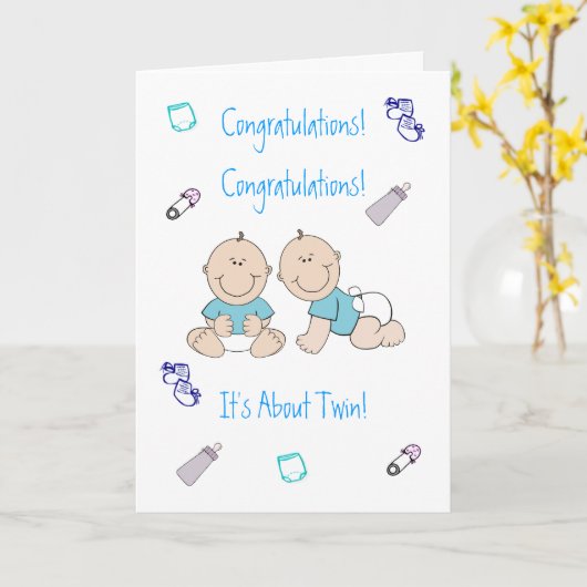 Gefeliciteerd tweeling Kaart (Gele Bloem)