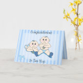 Gefeliciteerd - Twin Baby Boys Custom Kaart (Gele Bloem)
