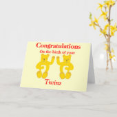 Gefeliciteerd Twins Geboorte Kaart personaliseren (Gele Bloem)