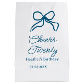 Gefeliciteerd twintig blauwe verjaardagsboog naam medium cadeauzakje (Achterkant)