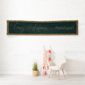 Gefeliciteerd Typografie Gold Glitter en Blauwgroe Spandoek (Insitu)