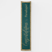 Gefeliciteerd Typografie Gold Glitter en Blauwgroe Spandoek (Verticaal)