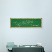 Gefeliciteerd Typografie Gold Glitter en Blauwgroe Spandoek (Beurs)