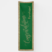 Gefeliciteerd Typografie Gold Glitter en Blauwgroe Spandoek (Verticaal)