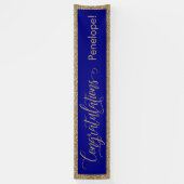Gefeliciteerd Typografie Gold Glitter en Navy Spandoek (Verticaal)