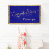 Gefeliciteerd Typografie Gold Glitter en Navy Spandoek (Insitu)