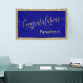 Gefeliciteerd Typografie Gold Glitter en Navy Spandoek (Beurs)