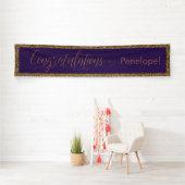 Gefeliciteerd Typografie Gold Glitter en Paarse Spandoek (Insitu)